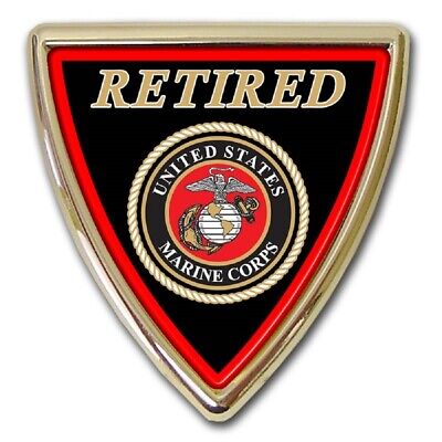 U.S. Marine Corps Seal / RETIRED - USMC Shield Chrome Metal Auto Emblem