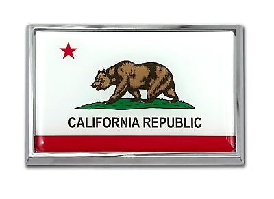 California Bear Flag 3.82" x 2.5" x .15" Chrome Car Auto Emblem