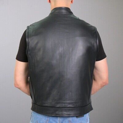 Hot Leathers VSM1049 Men's Black 'Paisley' Motorcycle Club Leather Biker Vest