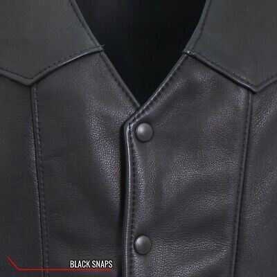 Hot Leathers VSM5006 Men's USA Made Classic Premium Motorcycle Leather Vest