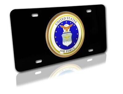 U.S. Air Force Seal Emblem on Black License Plate