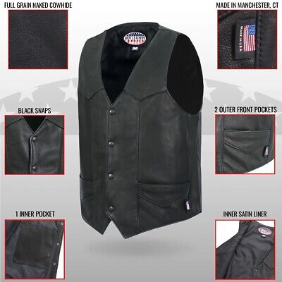 Hot Leathers VSM5006 Men's USA Made Classic Premium Motorcycle Leather Vest