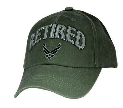 U.S. Air Force Retired Hat / USAF Insignia Washed OD Green Baseball Cap