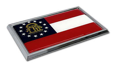 Georgia GA Flag 3.82" x 2.5" x .15" Chrome Metal Car Emblem