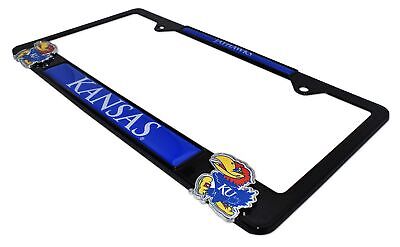 Kansas Jayhawks Black 3D Metal License Plate Frame