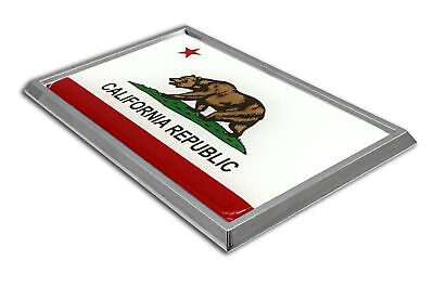 California Bear Flag 3.82" x 2.5" x .15" Chrome Car Auto Emblem