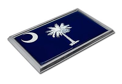 South Carolina Palmetto Flag 3.82" x 2.5" x .15" Chrome Car Auto Emblem
