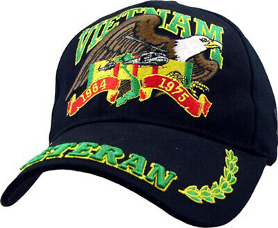 Vietnam Veteran Hat - Black Baseball Cap with Eagle