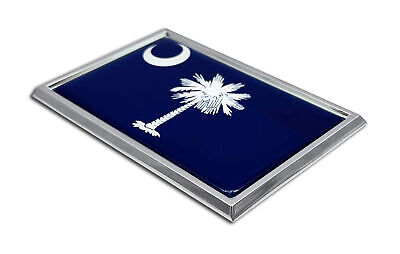South Carolina Palmetto Flag 3.82" x 2.5" x .15" Chrome Car Auto Emblem