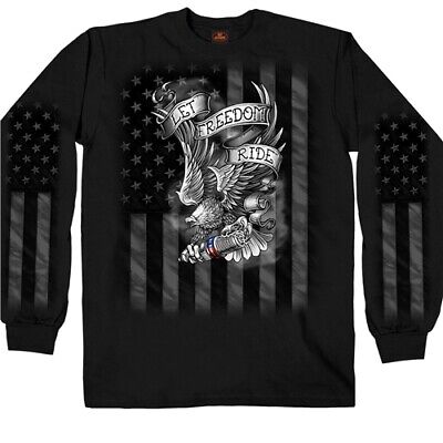 Let Freedom Ride Eagle Long Sleeve Biker T-Shirt