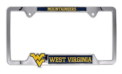 West Virginia University Mountaineers 3D Chrome Open License Plate Frame