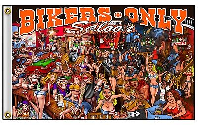 Bikers Only Saloon Bar Scene 3'x5' Flag