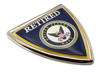 U.S. Navy Seal RETIRED - USN Shield 3" x 3" Chrome Metal Auto Emblem