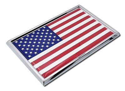 American Flag 3.82" x 2.5" USA Chrome Metal Auto Emblem