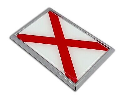 Alabama Flag 3.82" x 2.5" x .15" Chrome Metal Car Auto Emblem