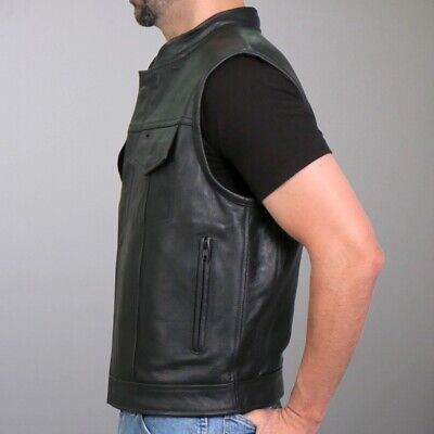 Hot Leathers VSM1049 Men's Black 'Paisley' Motorcycle Club Leather Biker Vest
