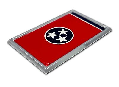 Tennessee State Flag 3.82" x 2.5" x .15" Chrome Car Auto Emblem