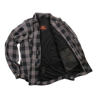Hot Leathers Gray and Black Armored Flannel Shirt Jacket