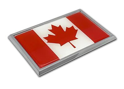 Canada Maple Leaf Flag 3.82" x 2.5" x .15" Chrome Car Auto Emblem