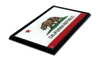 California Bear Flag 3.82" x 2.5" x .15" Black Metal Car Auto Emblem