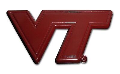Virginia Tech University "VT" Maroon Powder-Coated Chrome 4" x 2" Auto Emblem