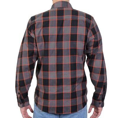 Hot Leathers Black Gray and Orange Long Sleeve Flannel