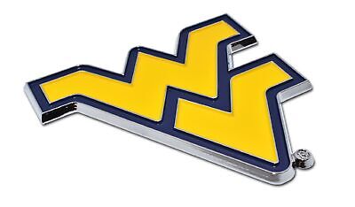 West Virginia University - 3" x 3" Yellow/Navy WV Chrome Auto Emblem