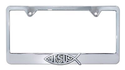 Christian Fish JESUS Chrome Metal License Plate Frame