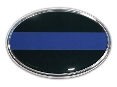 Police "Thin Blue Line" - 3.625” x 2.5” Chrome Auto Emblem