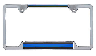 Police "Thin Blue Line" Metal License Plate Frame - Open Version