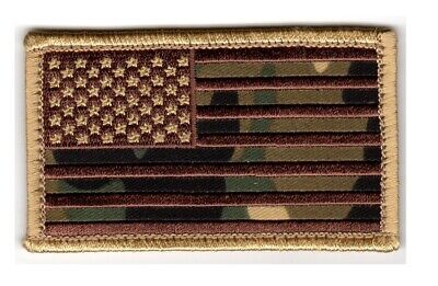 American Flag 2" x 3.5" Tan Camo Hook & Loop 2 Piece Patch