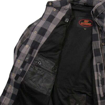 Hot Leathers Gray and Black Armored Flannel Shirt Jacket