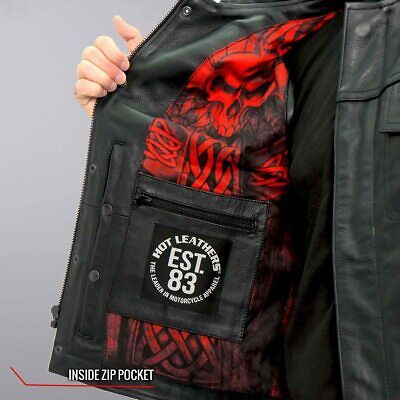 Hot Leathers VSM1051 Men's Black Celtic Cross Motorcycle Club Leather Biker Vest