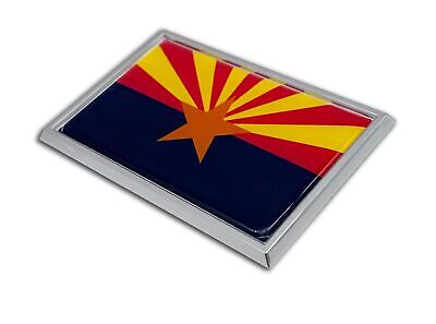 Arizona State Flag 3.82" x 2.5" x .15" Chrome Metal Car Auto Emblem