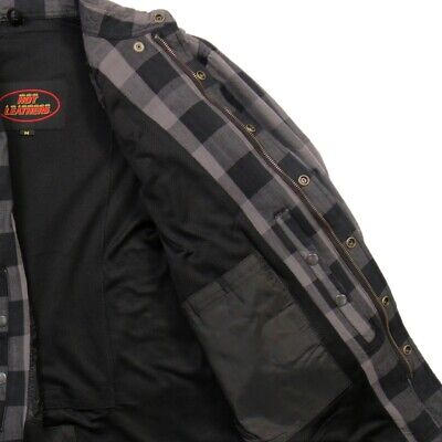 Hot Leathers Gray and Black Armored Flannel Shirt Jacket