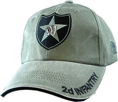2D Infantry Insignia Hat / U.S. Army Washed OD Green Baseball Cap