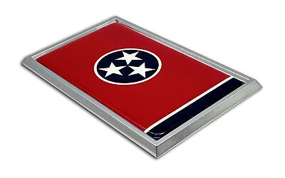 Tennessee State Flag 3.82" x 2.5" x .15" Chrome Car Auto Emblem