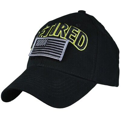 RETIRED Hat / Hook and Loop Flag Black Baseball Cap