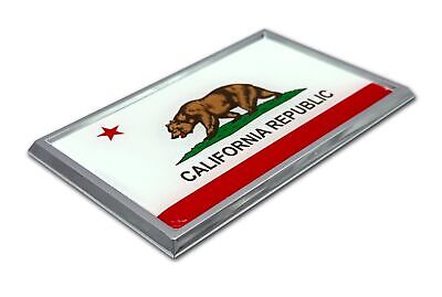 California Bear Flag 3.82" x 2.5" x .15" Chrome Car Auto Emblem