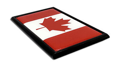Canada Maple Flag 3.82" x 2.5" x .15" Black Metal Car Auto Emblem