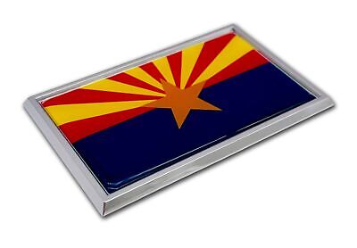 Arizona State Flag 3.82" x 2.5" x .15" Chrome Metal Car Auto Emblem