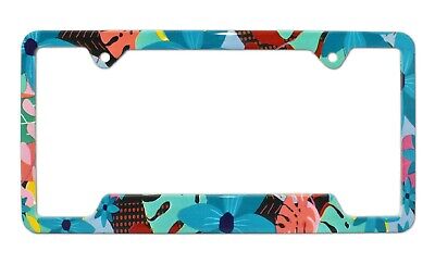 Elektroplate Tropical Floral Unique Metal Open License Plate Frame