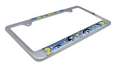 Tweety Bird & Sylvester Chrome Metal License Plate Frame