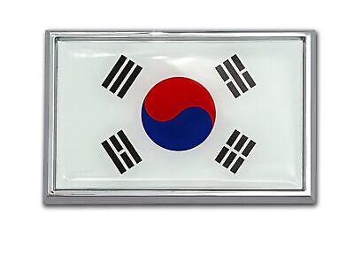 Korea Taegeukgi Flag 3.82" x 2.5" x .15" Chrome Metal Car Auto Emblem