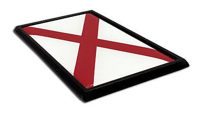 Alabama Flag 3.82" x 2.5" x .15" Chrome Metal Car Auto Emblem