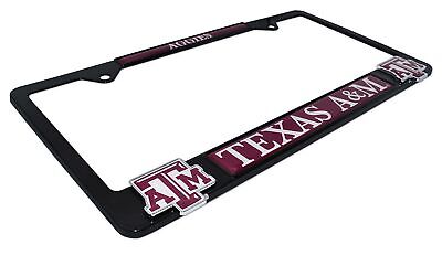 Texas A&M Aggies Black 3D Metal License Plate Frame