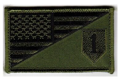 1st Infantry American Flag 2" x 3.5" OD Green Hook & Loop 2 Piece Patch