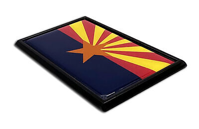 Arizona State Flag 3.82" x 2.5" x .15" Black Metal Car Auto Emblem