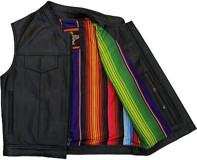 Hot Leathers VSM1057 Men’s Black Mexican Blanket Motorcycle Leather Biker Vest