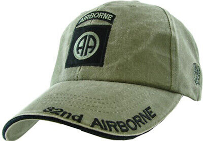 82nd Airborne Insignia Hat / U.S. Army Washed OD Green Baseball Cap